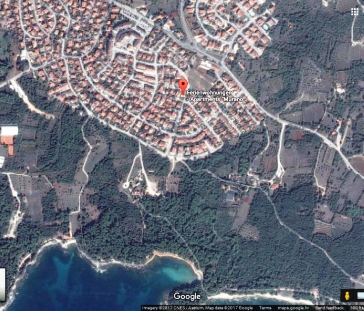 Exact position where apartments Murano Rovinj are situated. 